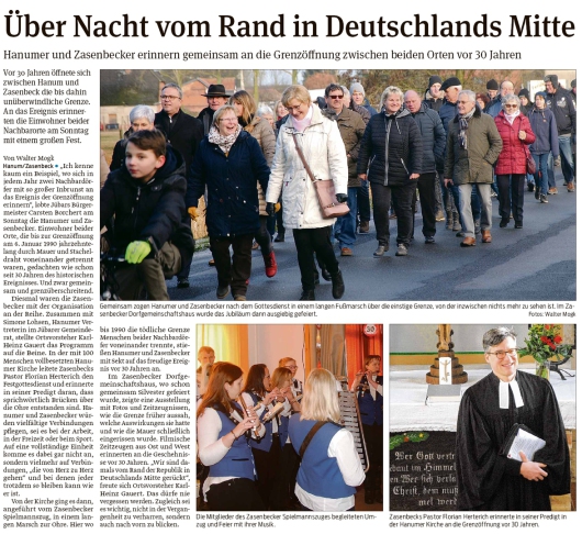 20200107 Volksstimme - 30 Jahre Mauerfall zwischen Hanum und Zasenbeck 2 (Walter Mogk)