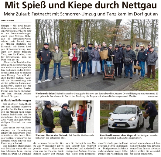 20200127 Altmark Zeitung - Nettgau - Fastnacht-Tross mitSpieß und Kiepe (Kai Zuber)