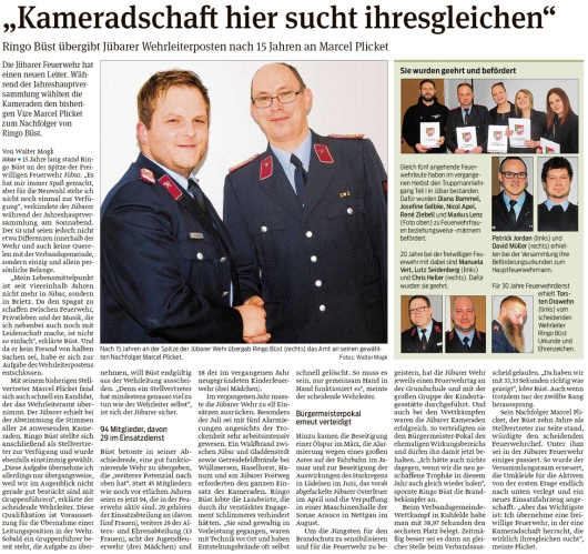 20200128 Volksstimme - Jübar - Ringo Büst gibt Feuerwehrleiterposten an Marcel Plicket ab (Walter Mogk)