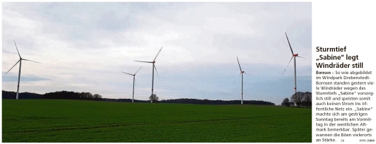 20200210 Altmark Zeitung - Bornsen-Drebenstedt - Sturmtief Sabine legt Windräder still (Kai Zuber)