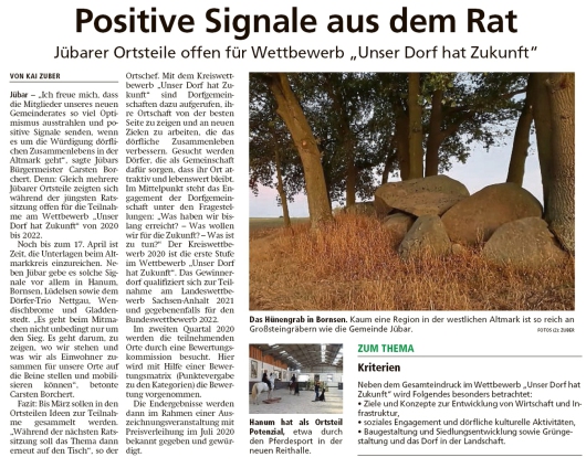 20200211 Altmark Zeitung - Gemeinde - Ortsteile offen für Schönheitswettbewerb (Kai Zuber)