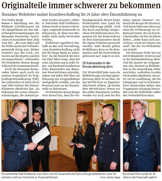 20200212 Volksstimme - Hanum - Feuerwehr braucht Ersatzteile (Walter Mogk)