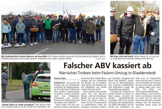 20200217 Altmark Zeitung - Gladdenstedt - Närrisches Treiben beim Faslom-Umzug (Kai Zuber)