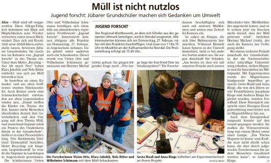 20200220 Altmark Zeitung - Jübar - Grundschüler bei Jugend forscht (cz)