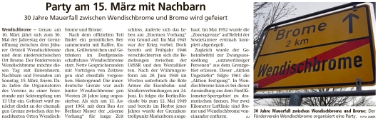 20200303 Altmark Zeitung - Wendischbrome-Brome - 30-Jahrfeier am 15. März (Kai Zuber)