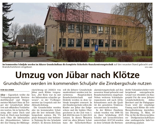 20200305 Altmark Zeitung - Jübar - Grundschüler nach Klötze (Kai Zuber)
