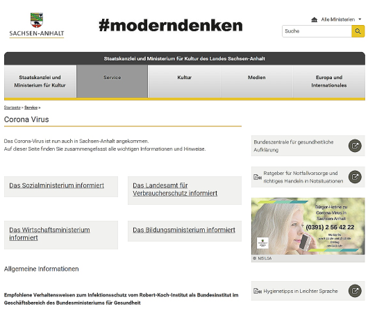 20200310 Info zum Corona Virus von Staatskanzlei und Ministerium für Kultur des Landes Sachsen-Anhalt