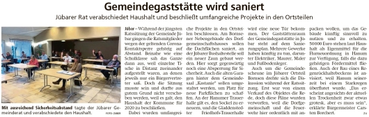 20200429 Altmark Zeitung - Gemeinde Jübar - 6. Ratssitung mit Thema Haushalt 2020 (Kai Zuber)