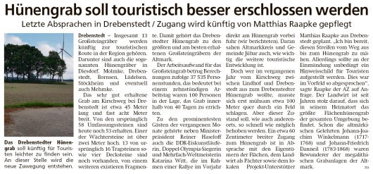 20200529 Altmark Zeitung - Drebenstedt - Hünengrabzugang soll erschlossen werden (Kai Zuber)