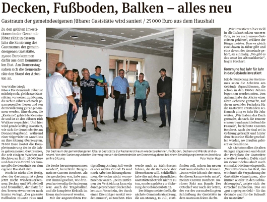 20200620 Volksstimme - Jübar - Kastanie wird sniert (Walter Mogk)