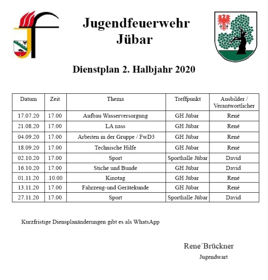 20200701 Jugendfeuerwehr Jübar Dienstplan 2 2020