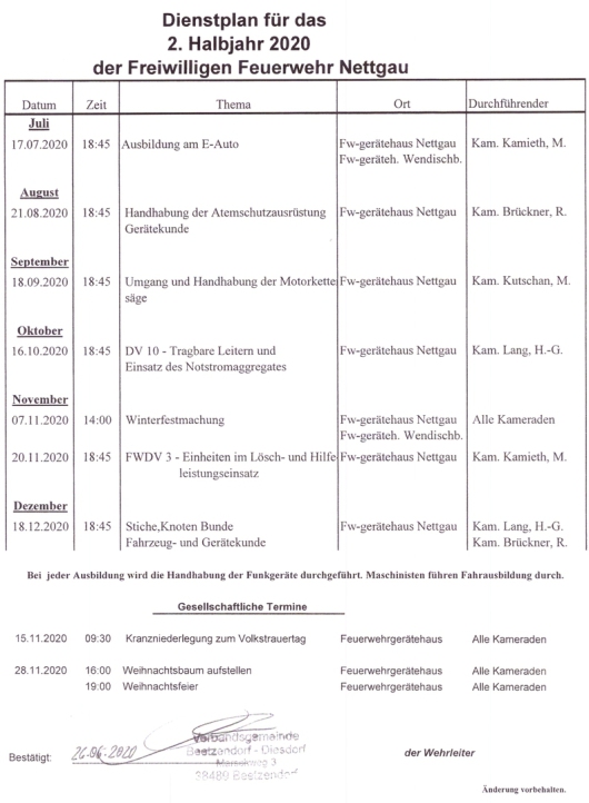FFW NG Dienstplan 2 2020