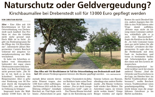 20200904 Altmark Zeitung - Gemeinde Jübar - 10. Ratssitung mit Thema Naturschutz (Christian Reuter)