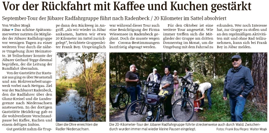 20200924 Volksstimme - Jübar - Radfahrgruppe auf Tour nach Radenbeck (Walter Mogk)