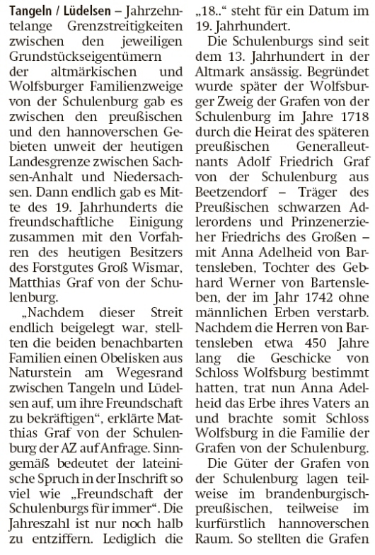20200122 Altmark Zeitung - Groß Wismar - Historische Attraktionen am Wegesrand (Kai Zuber)