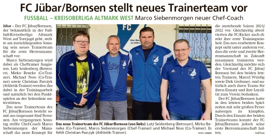 20210602 Altmark Zeitung - Jübar - FCJB-Das neue Trainerteam (red-twe)