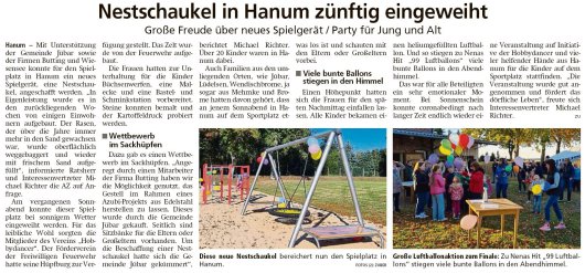20211015 Altmark Zeitung - Hanum - Nestschaukel eingeweiht (Kai Zuber)