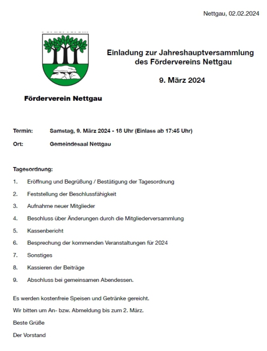 Nettgau - 20240309 Einladung FöVNG-JahresHauptVersammlung