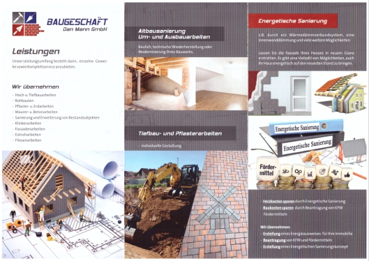 Baugeschäft Dan Mann GmbH Flyer Rückseite