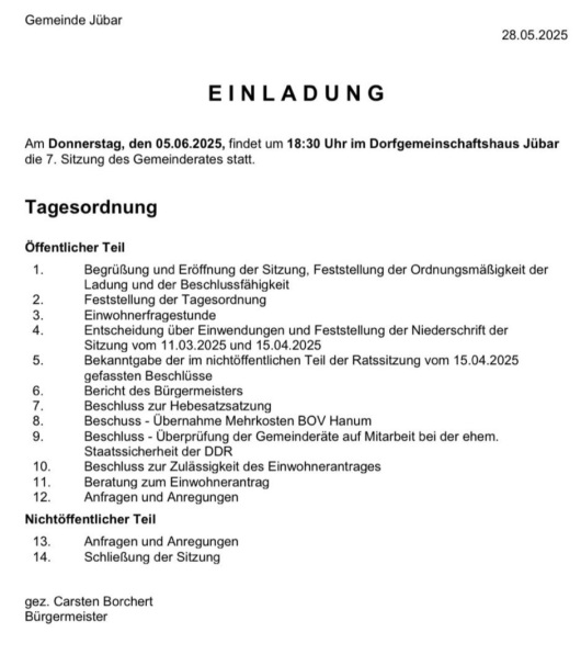 20250605 Gemeinde - 7. Gemeinderatssitzung 20250605 Bekanntmachung