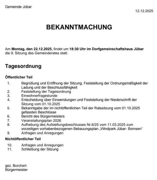 20251222 Gemeinde - 9. Gemeinderatssitzung 20251222 Bekanntmachung