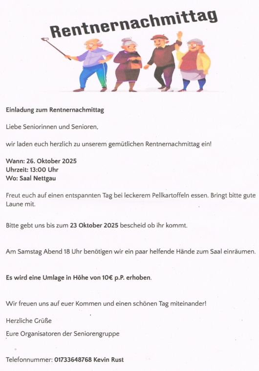 20251025 Einladung Rentnernachmittag mit Pellkartoffeln