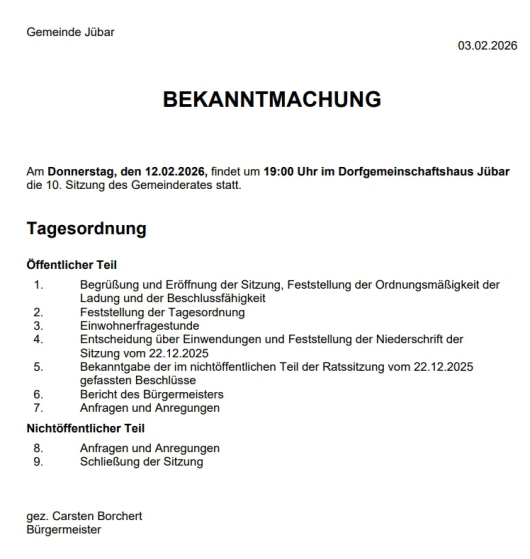 20260203 Gemeinde - 10. Gemeinderatssitzung 20260212 Bekanntmachung