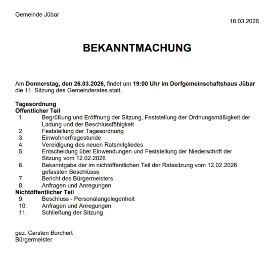 20260318 Gemeinde - 11. Gemeinderatssitzung 20260326 Bekanntmachung